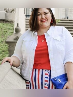 Lane Bryant white denim jacket, size 28